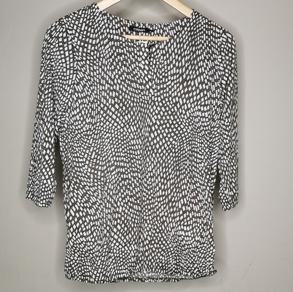 NWT Olsen 3/4 Sleeve Geometric Print Top S-M/8 - Picture 3 of 7